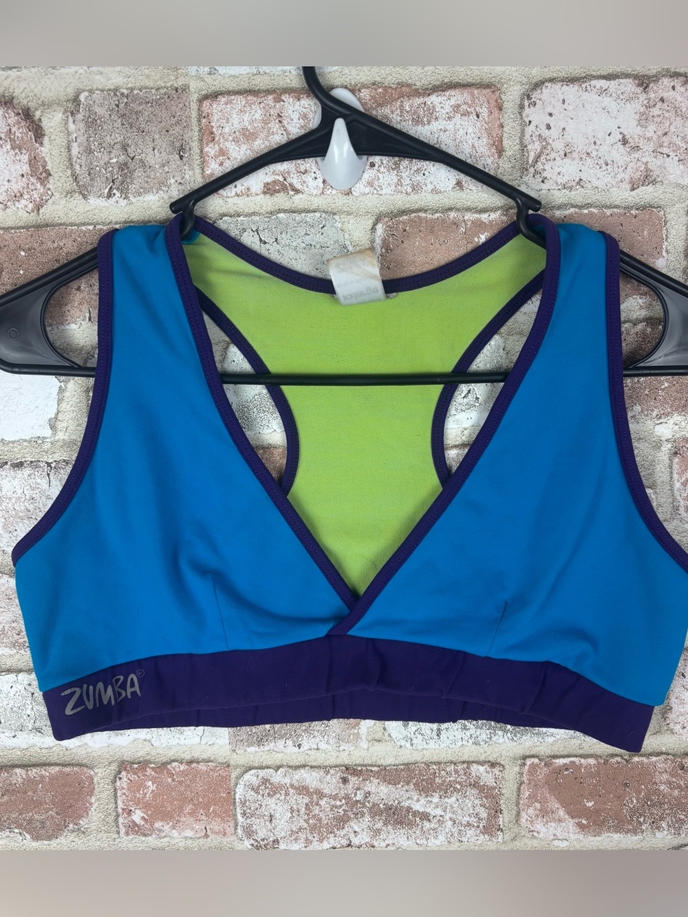 Zumba fitness activewear sports bra XXL Blue Green Colorblock